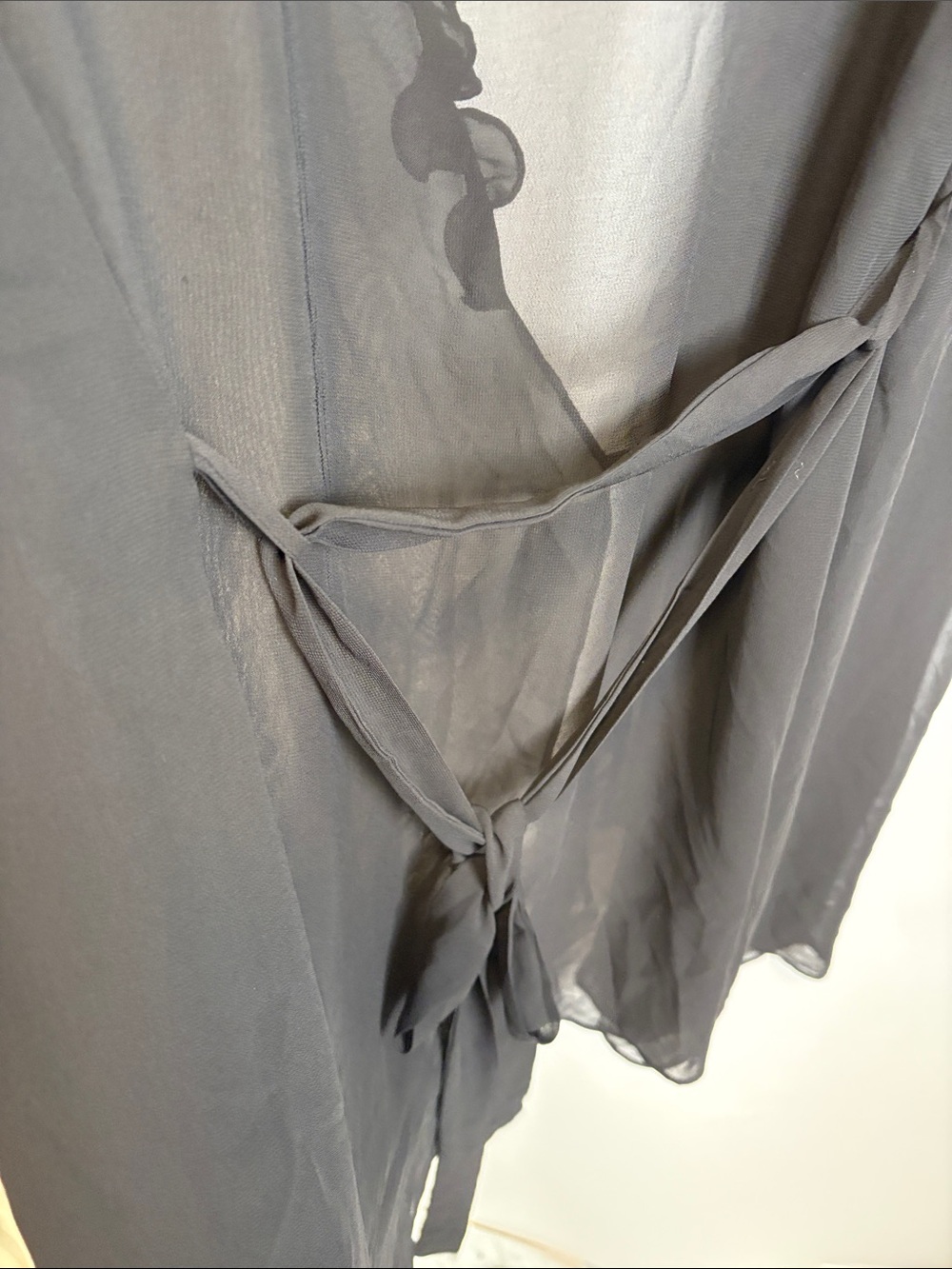 Sheer Ruffled Black Kimono Robe - Women's Intimates - Picture 9 of 12
